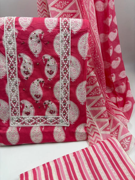 Modern Super Cotton Printed Unstiched Dress Material With Cotton Dupatta