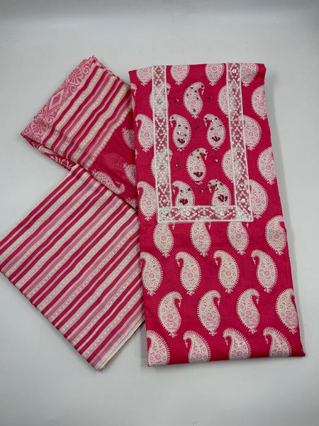 Modern Super Cotton Printed Unstiched Dress Material With Cotton Dupatta