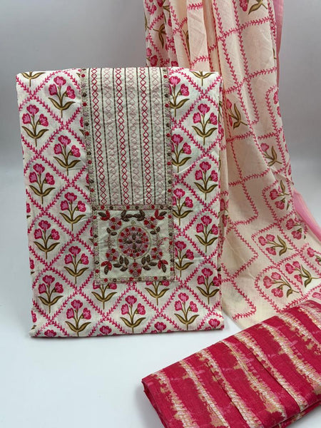 Modern Super Cotton Printed Unstiched Dress Material With Cotton Dupatta