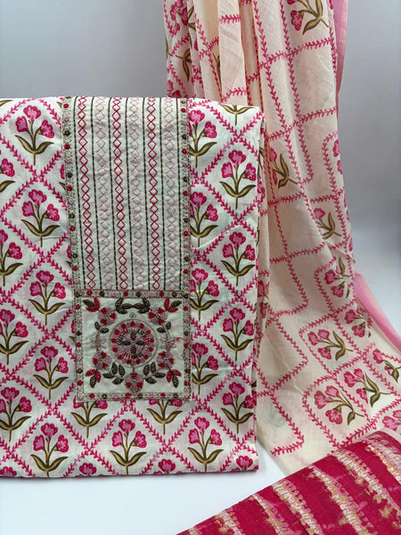 Modern Super Cotton Printed Unstiched Dress Material With Cotton Dupatta