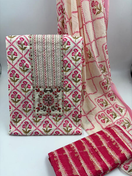 Modern Super Cotton Printed Unstiched Dress Material With Cotton Dupatta