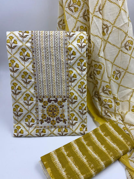 Modern Super Cotton Printed Unstiched Dress Material With Cotton Dupatta