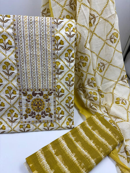 Modern Super Cotton Printed Unstiched Dress Material With Cotton Dupatta