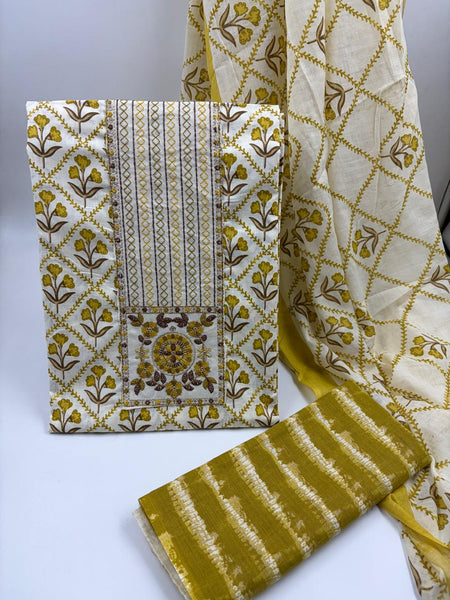 Modern Super Cotton Printed Unstiched Dress Material With Cotton Dupatta