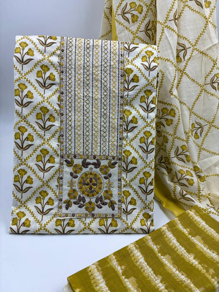 Modern Super Cotton Printed Unstiched Dress Material With Cotton Dupatta