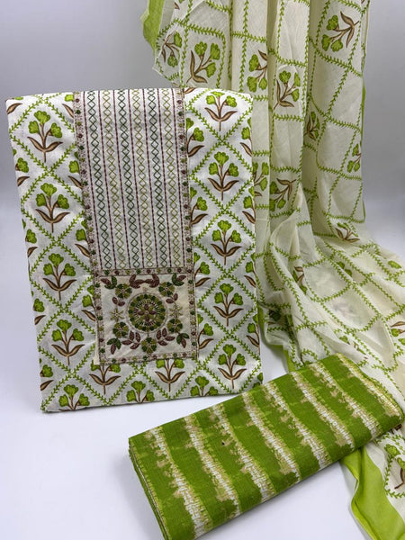 Modern Super Cotton Printed Unstiched Dress Material With Cotton Dupatta