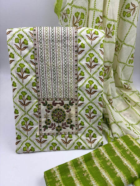 Modern Super Cotton Printed Unstiched Dress Material With Cotton Dupatta