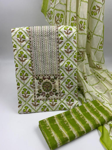 Modern Super Cotton Printed Unstiched Dress Material With Cotton Dupatta
