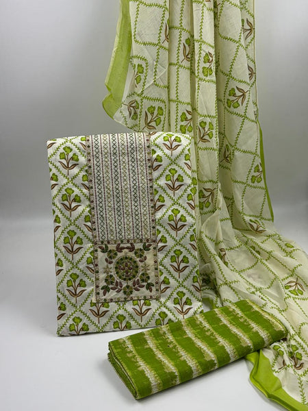 Modern Super Cotton Printed Unstiched Dress Material With Cotton Dupatta