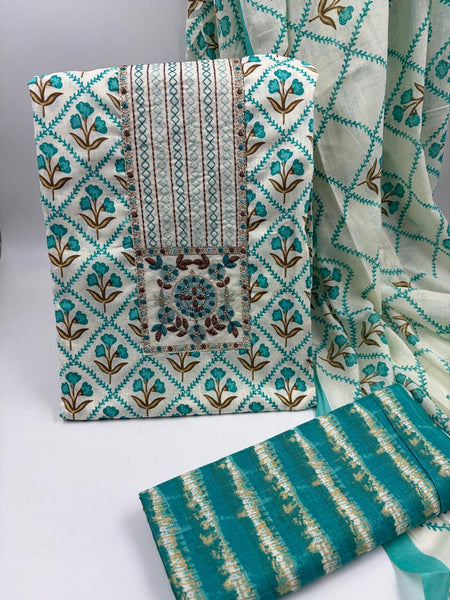 Modern Super Cotton Printed Unstiched Dress Material With Cotton Dupatta