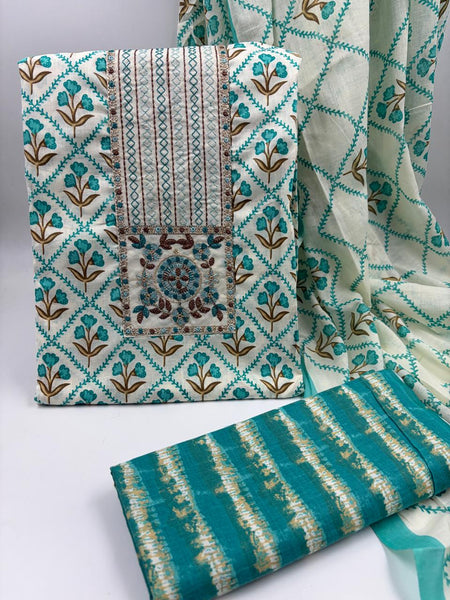 Modern Super Cotton Printed Unstiched Dress Material With Cotton Dupatta