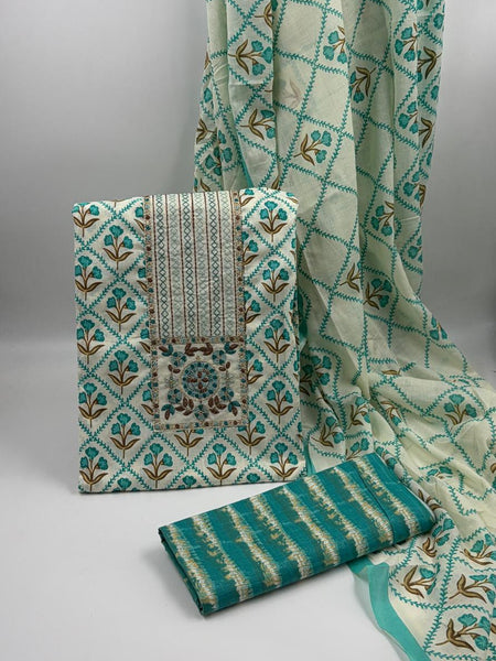 Modern Super Cotton Printed Unstiched Dress Material With Cotton Dupatta